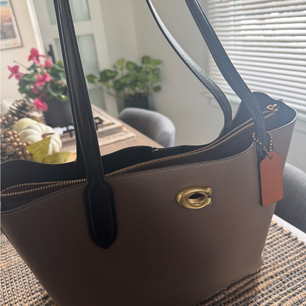 Coach Willow Black and Brown Leather Tote